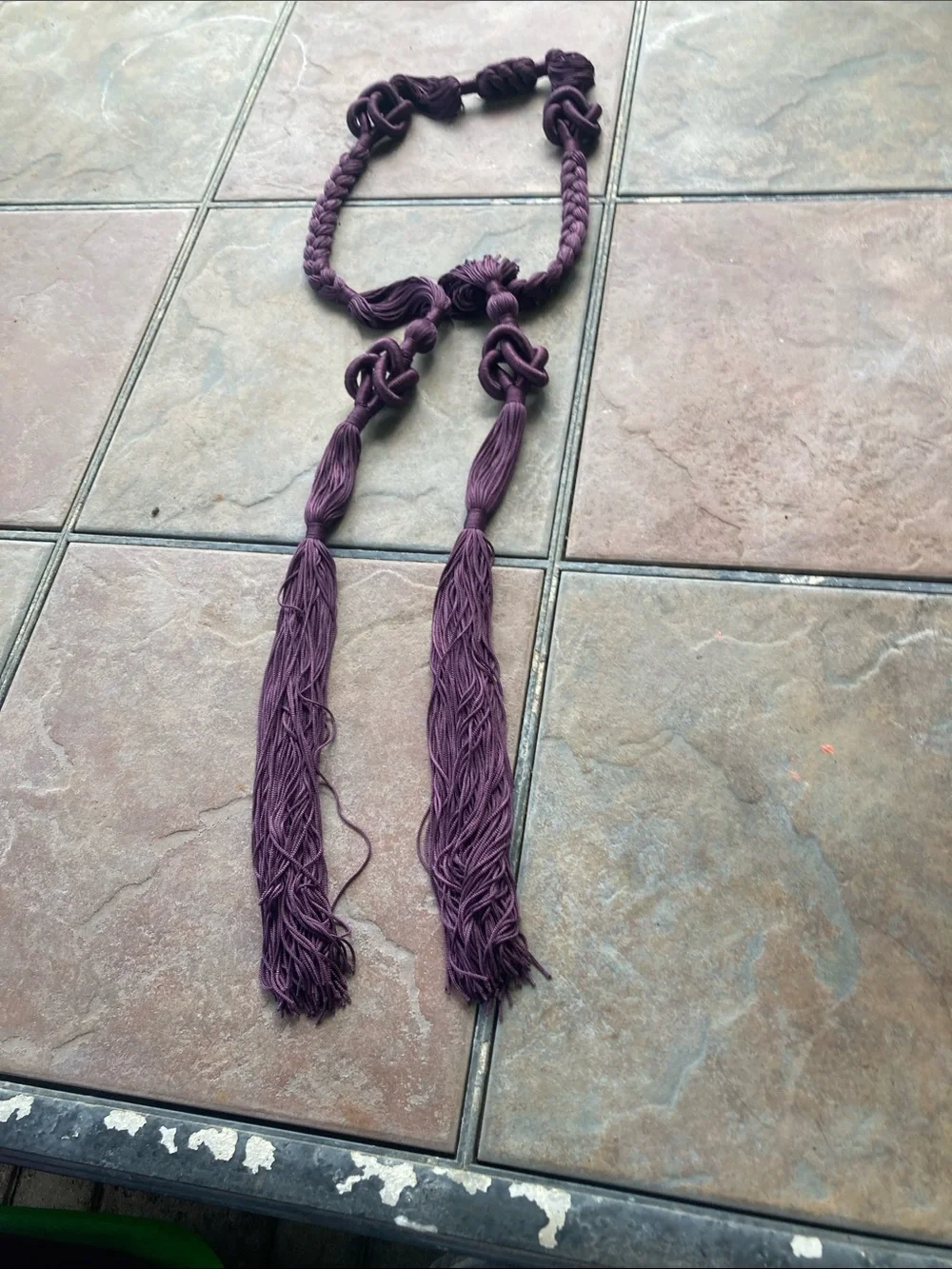Plum Purple Braided Tassel Belt/Necklace